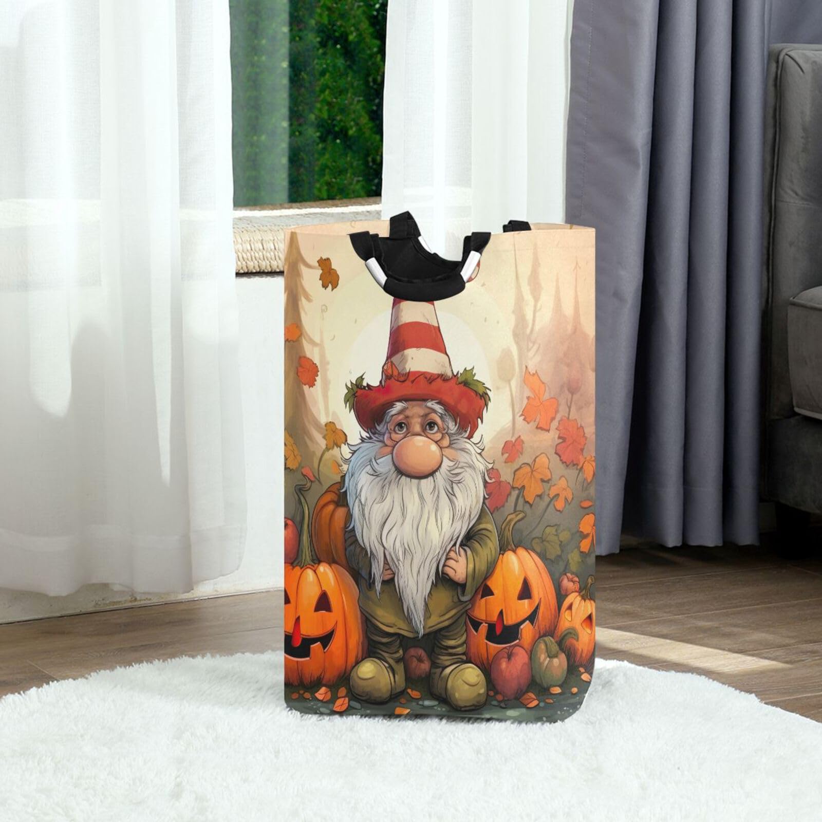 Jihqo Laundry Hamper Basket Thanksgiving Gnome Collapsible Nursery Storage Bin Waterproof Clothing Baskets for Home Bedroom Bathroom Washing Room