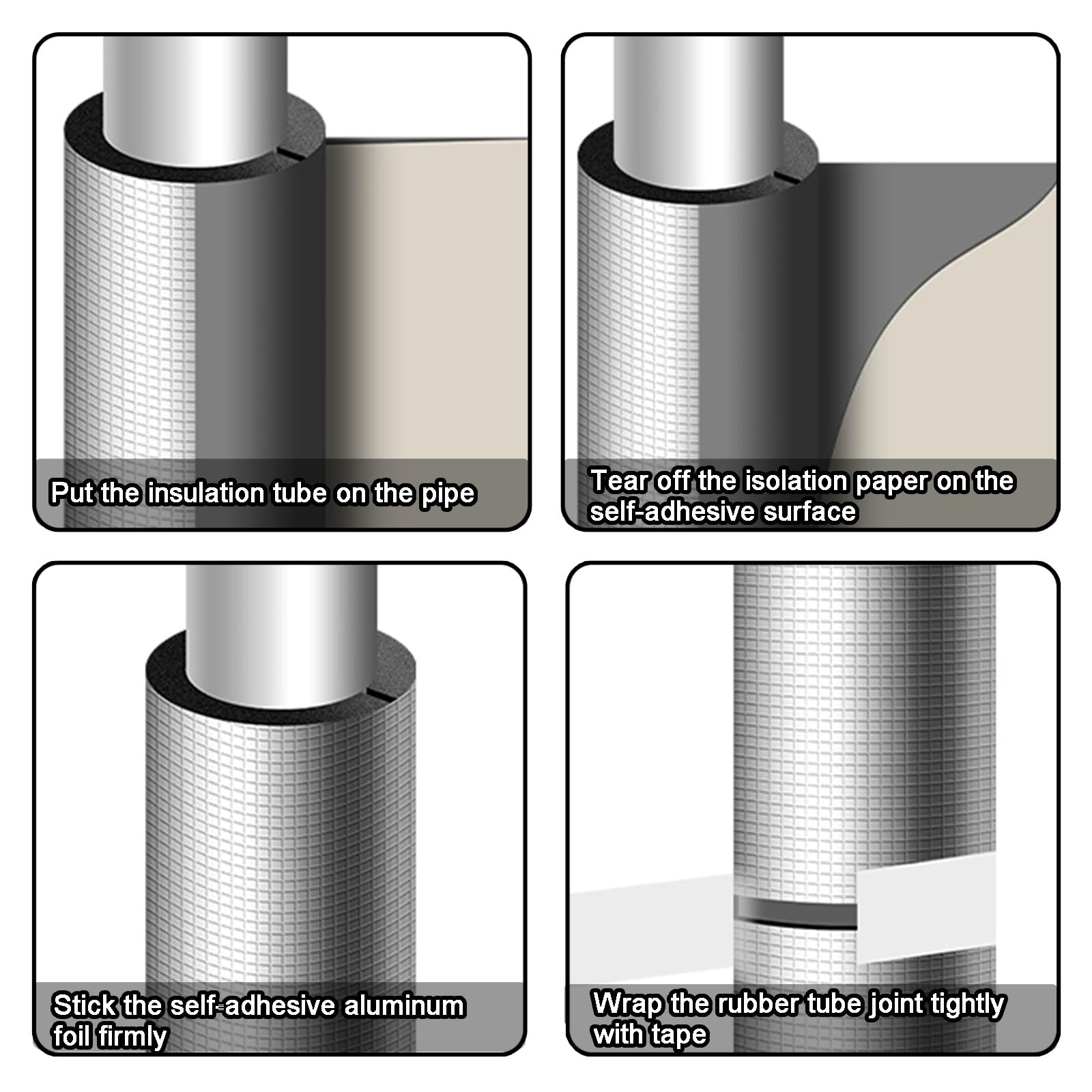 Izolacja rur z samoprzylepną folią aluminiową w kratkę, izolacja zimowa do rur zewnętrznych, gumowy materiał piankowy z tworzywa sztucznego, 25 mm x 50 mm (1 cal x 2 cale)