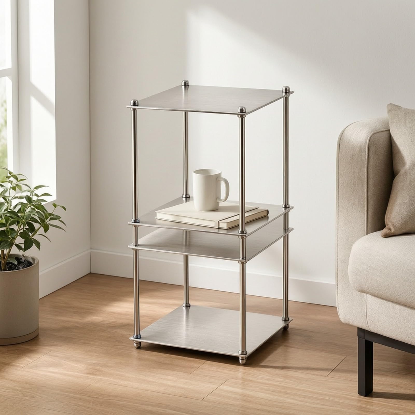 rockible ría Modular Metal Giratorio Rack Almacenamiento con s Cuadrados Resisn Organizador Modular Apilable para Dormitorio, 35x35x62cm, 2 Niveles