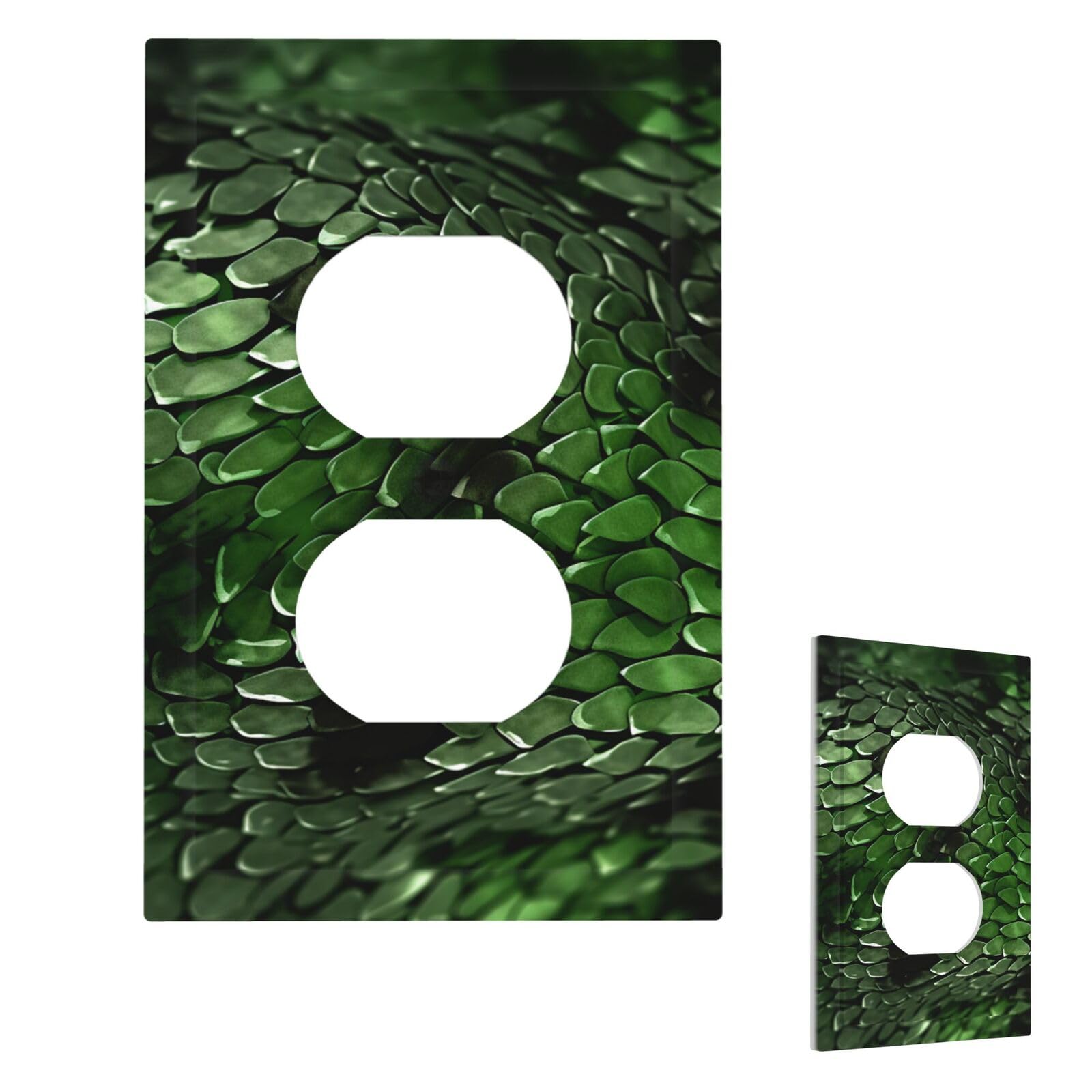 Green Snake Wall Plate Cover Duplex, Modern Decorative Light Switch Cover Unbreakable Receptacle Outlet Covers for Living Room Bedroom Decor