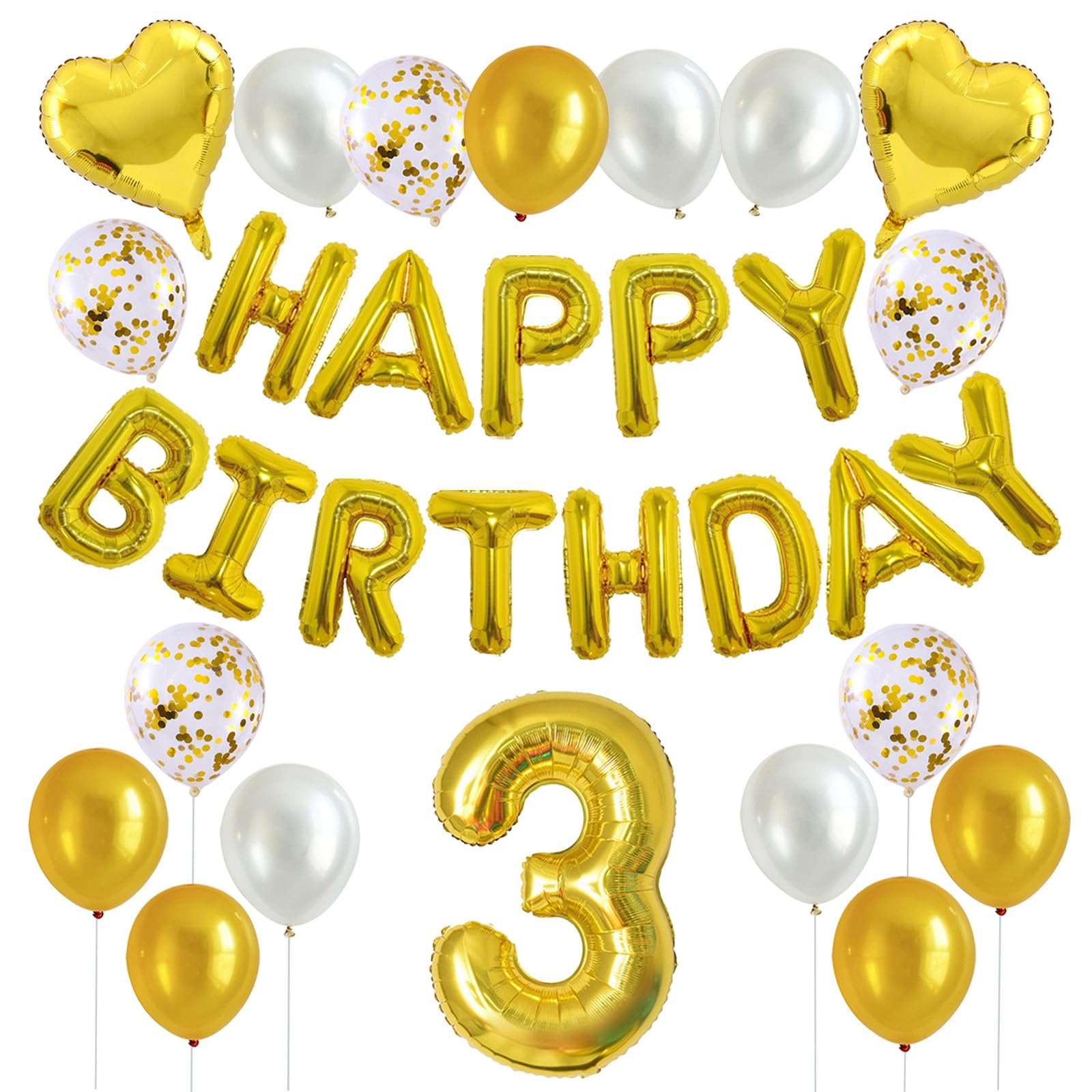 Amazon | HAPPY BIRTHDAY 誕生日 バルーン 風船 飾り 付け セット 3歳