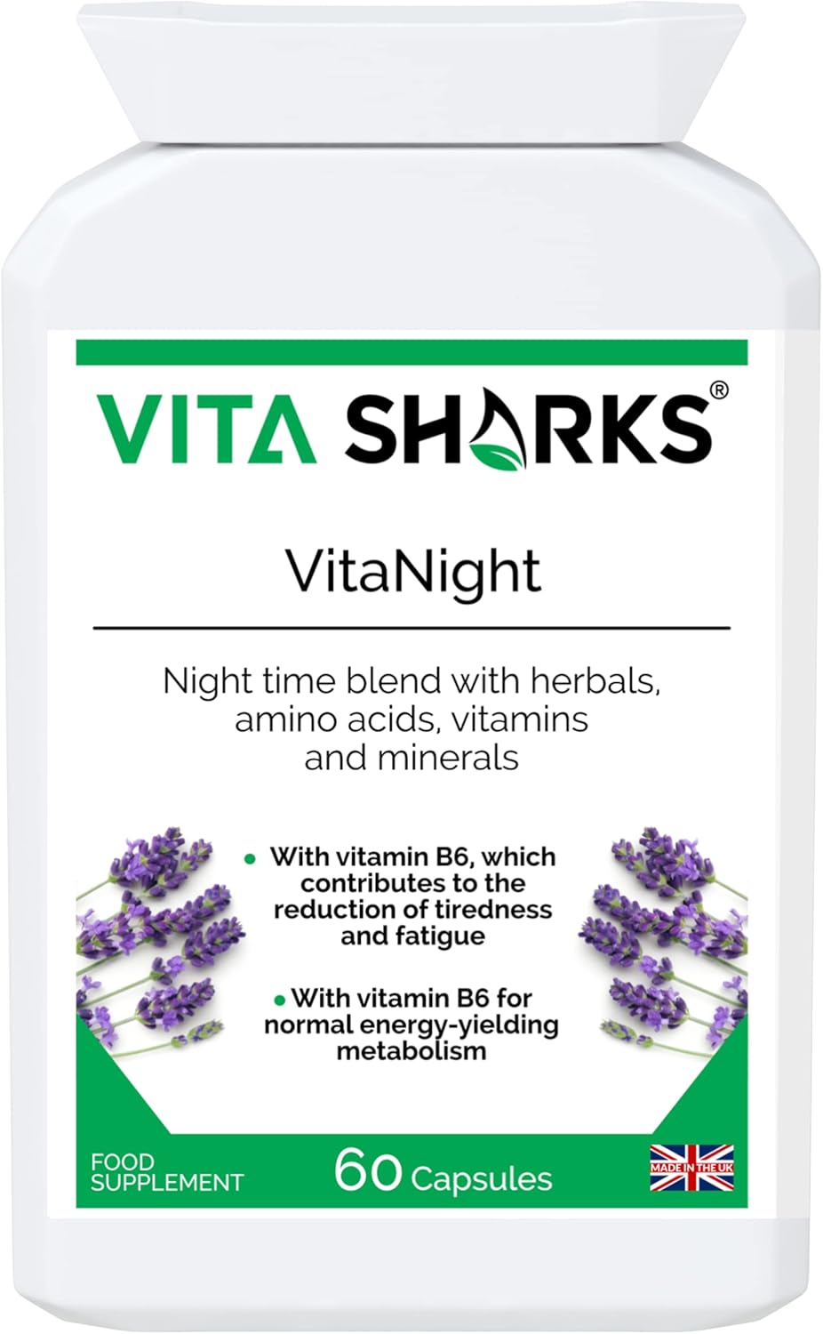 VitaNight | 60 Vegan Capsules: Calming Night time Blend to Wind Down Before Going to Sleep in Bed [Soothing Restful Formula]