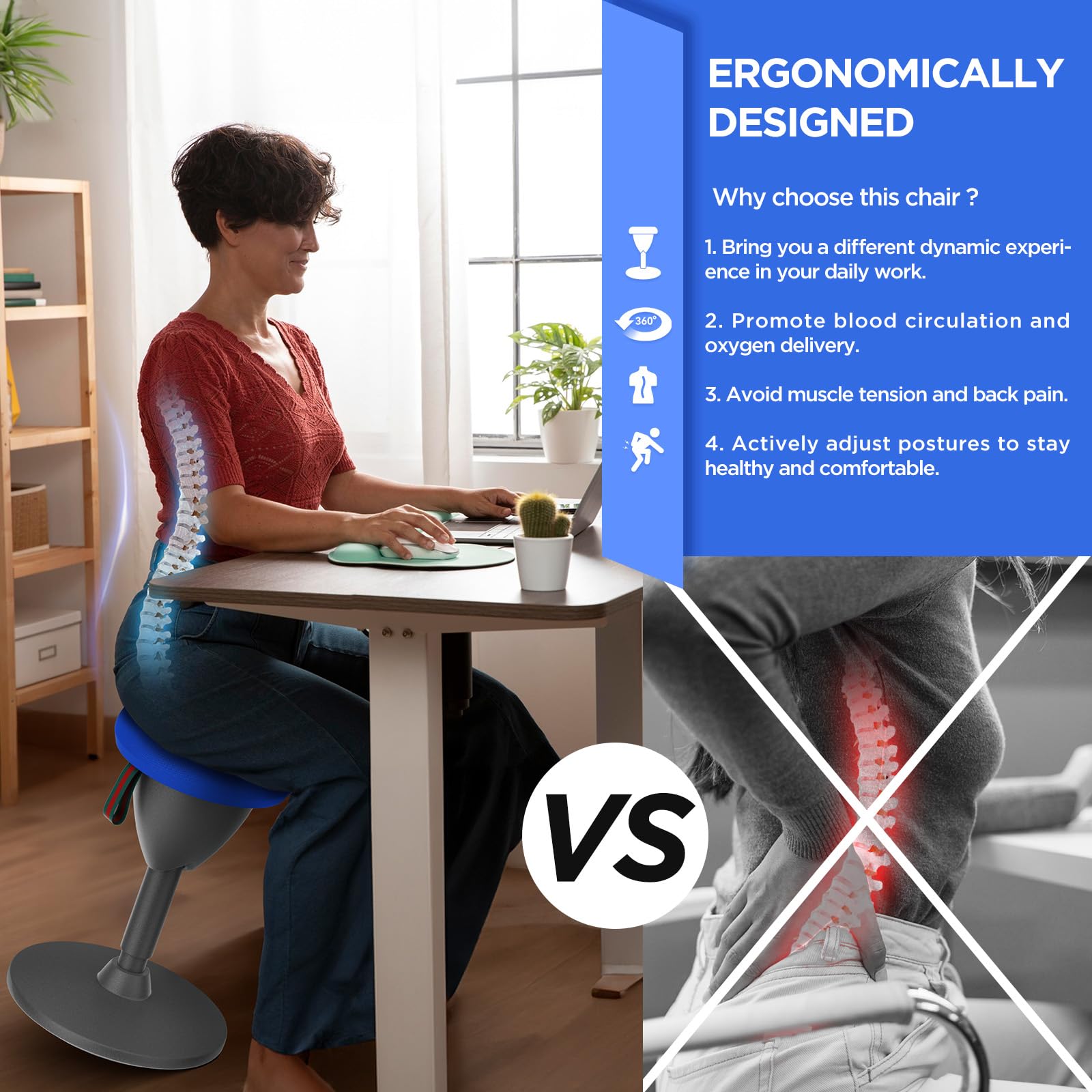 Snapklik.com : XJ-HOME Height Adjustable Active Motion Stool, Standing ...
