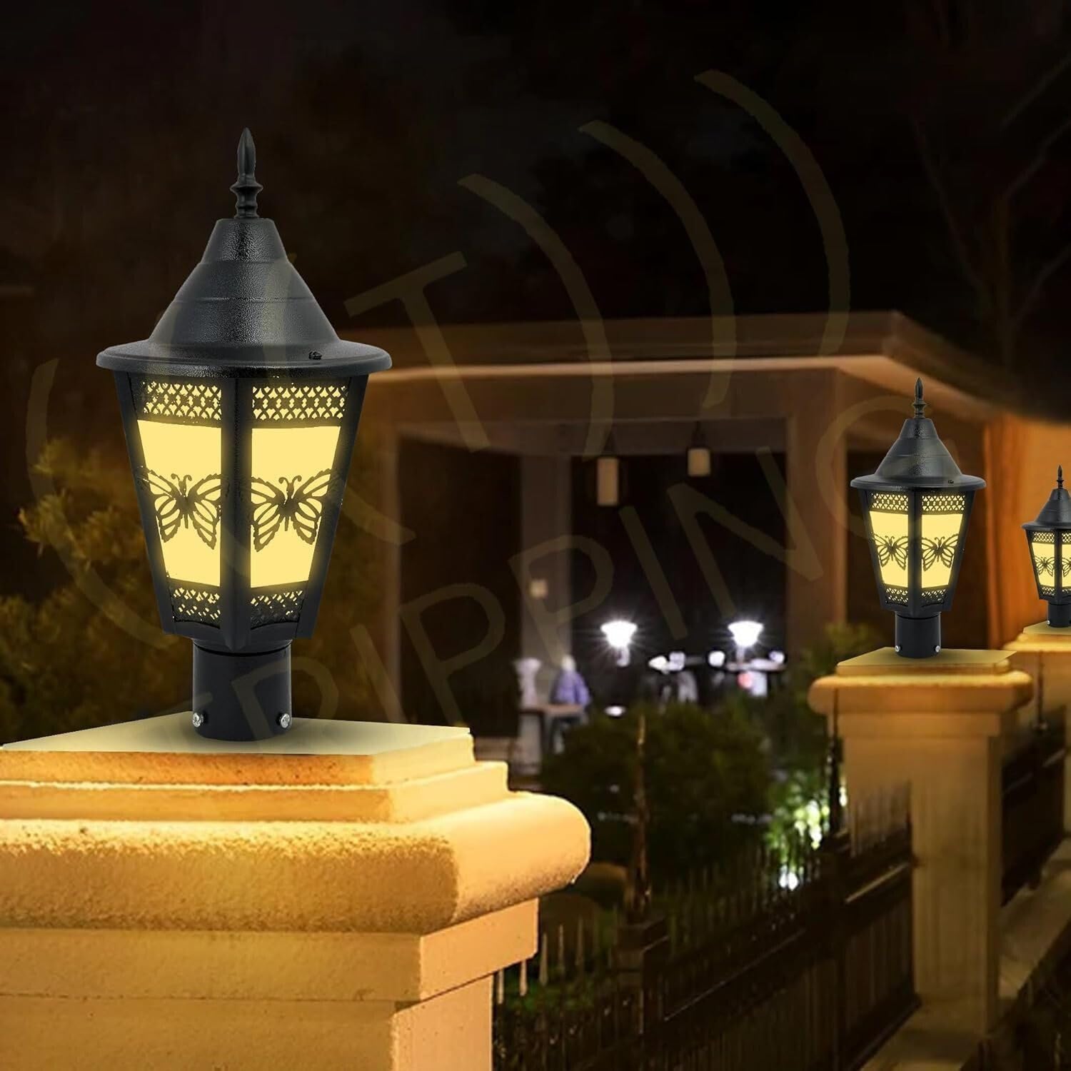 GUIZE Waterproof Black Butterfly Design Outdoor Gate Light for Pillar and Boundary Wall – Black Finish (Bulbnot Incl.) (2 Piece)-image-34