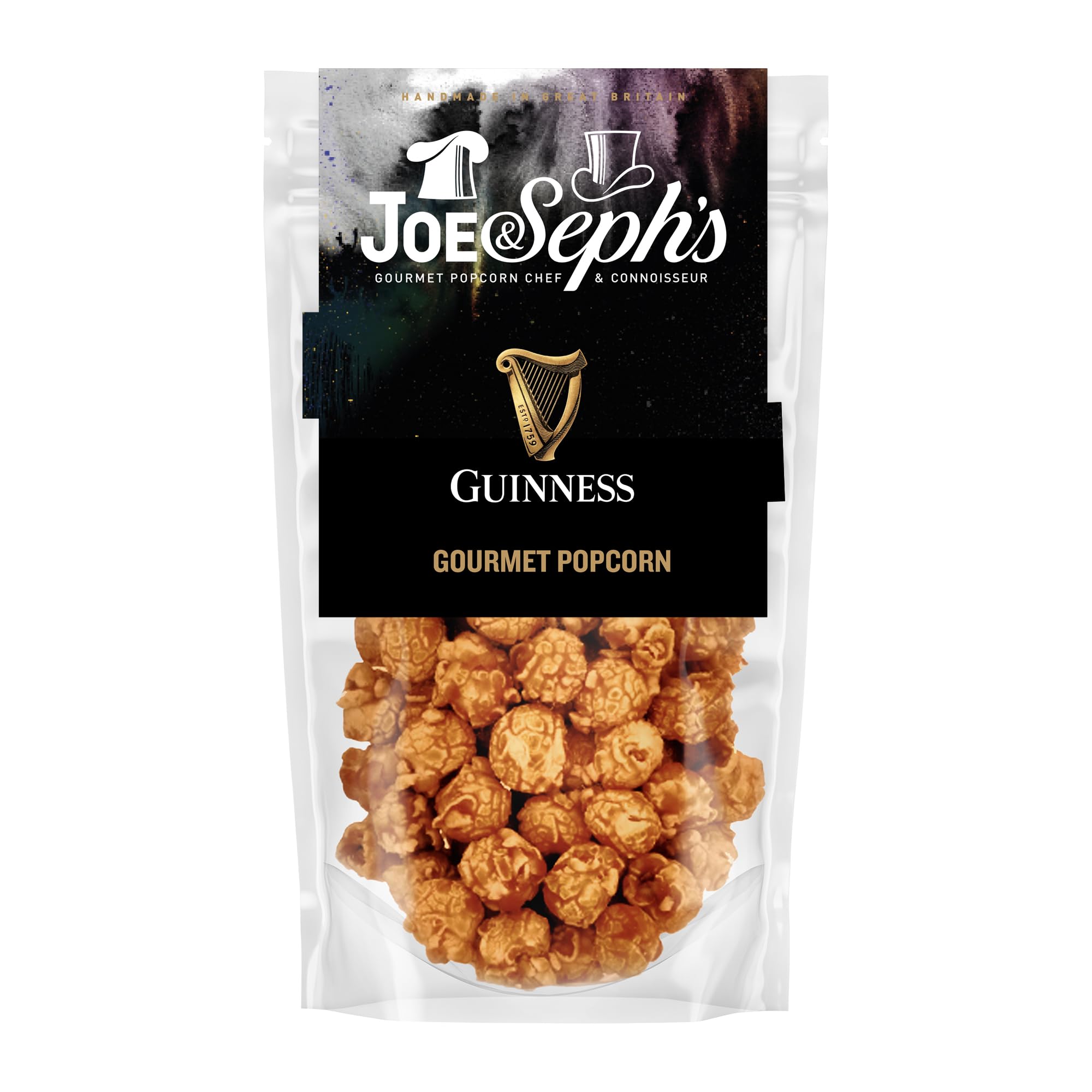 Joe & Seph’s Guinness Gourmet Popcorn 70g, Caramel Popcorn Made with Guinness Beer, Sweet & Savoury Snack