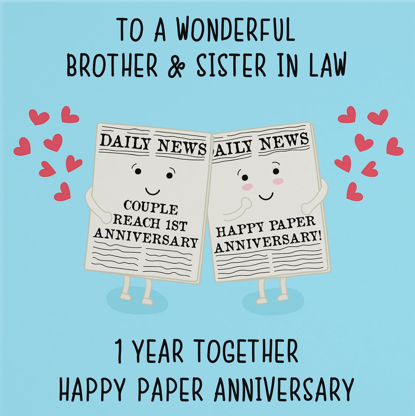 Hunts England, Brother And Sister In Law 1st Anniversary Card, Fun Cute Anniversary Card, 1 Year Together - Image 2