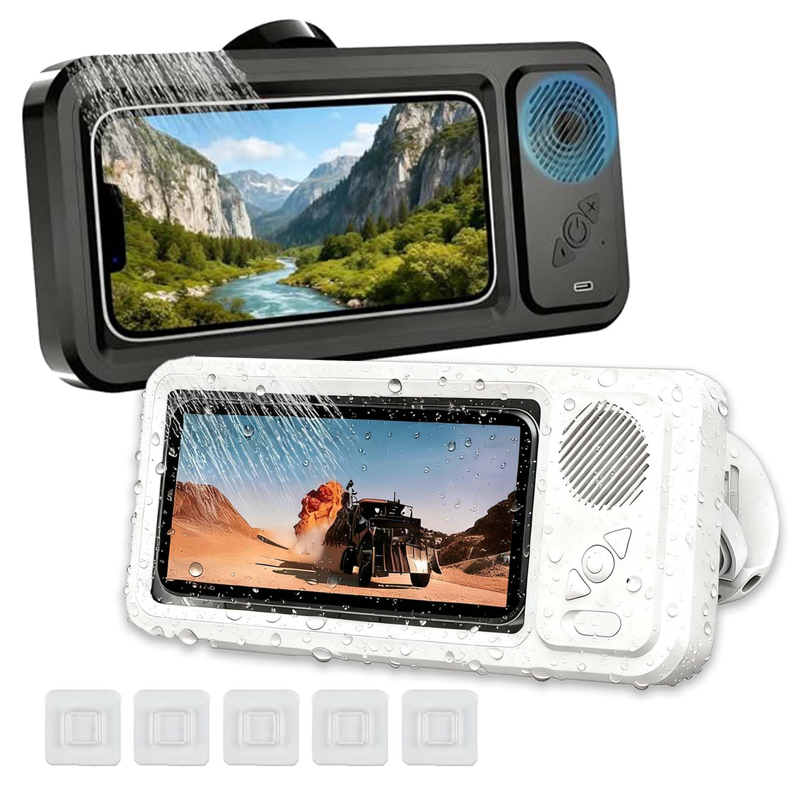 Support Connecté Aqua Play : Double Support Téléphone Bluetooth Ajustable pour Bain