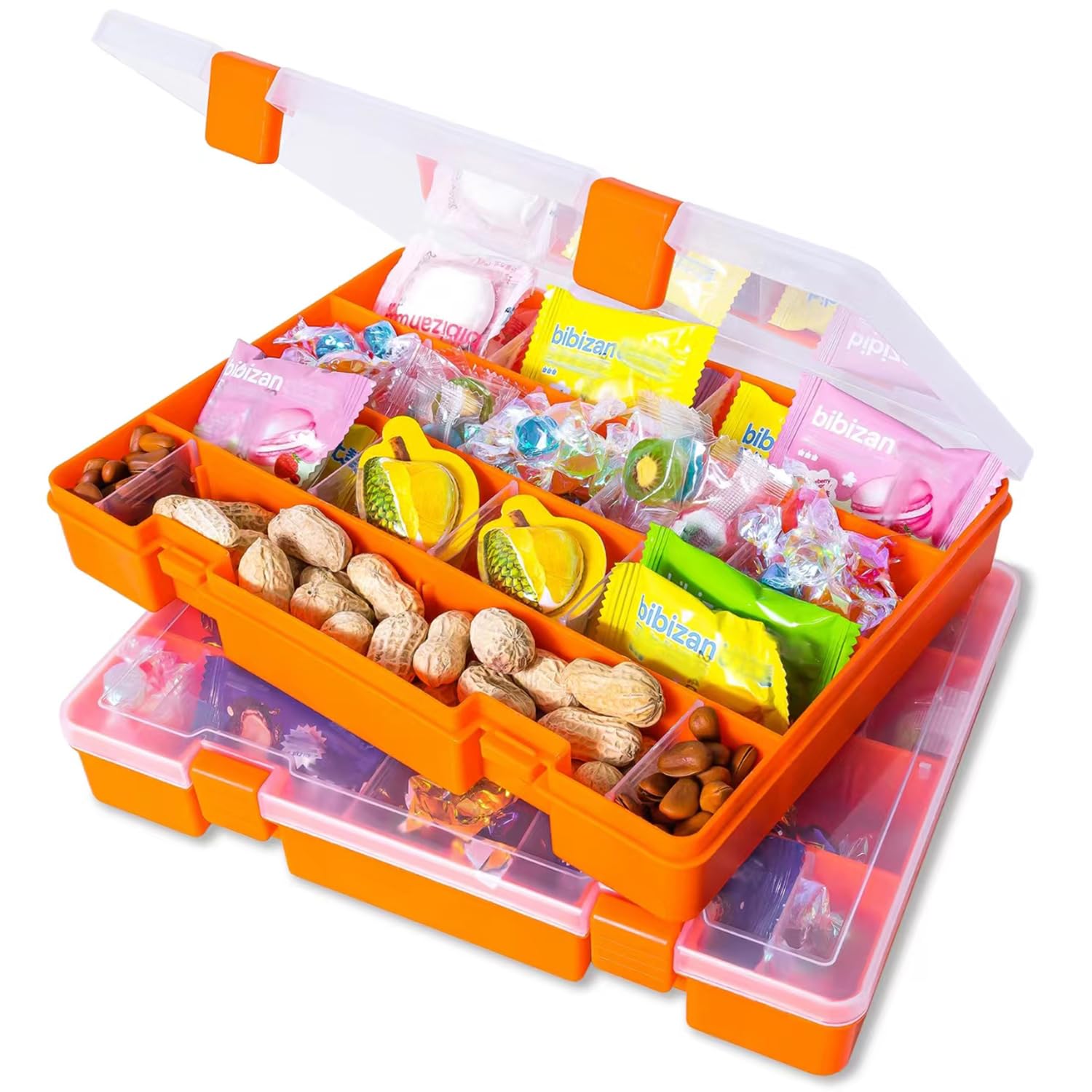 Laifu 2Pcs 36 Grid - Orange 2Pcs Plastic Craft Storage Box, Orange Organizer Container With Adjustable Dividers, 36 Compartments Storage Box For Jewelry Cosmetics Craft Tackle Pills Beads Bolts And Nuts