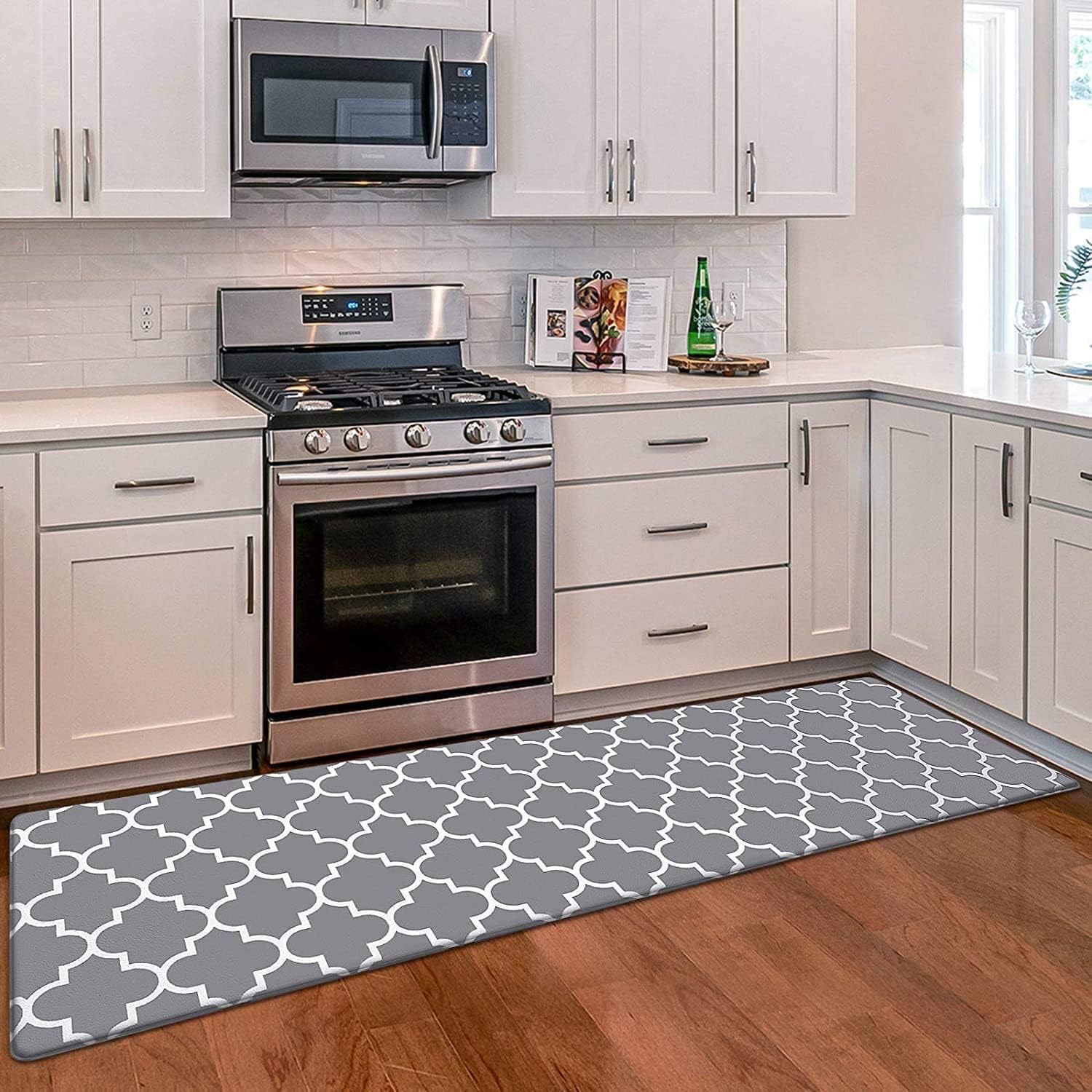 WiseLife Kitchen Mat Cushioned Anti-Fatigue Kitchen Rug, 17"x 59" Waterproof Non-Slip Kitchen Mats and Rugs Heavy Duty PVC Ergonomic Comfort Mat for Kitchen, Floor Home, Office, Sink, Laundry, Grey