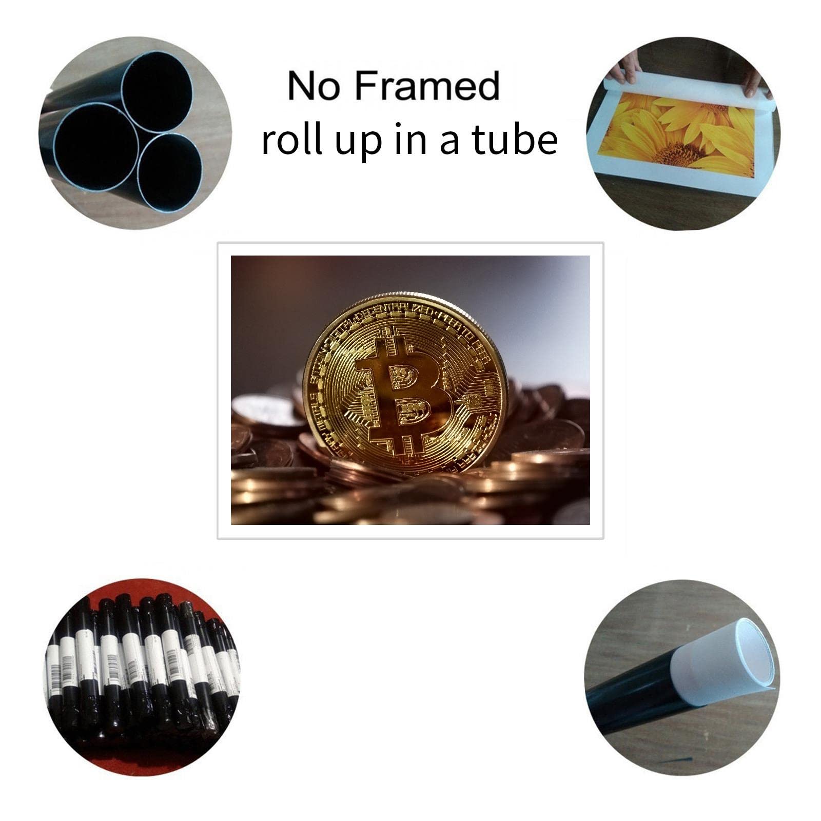 Amazon.co.jp: ビットコインキャンバスプリント 分散通貨ポスター 壁アート 自宅用 1ピース デコレーション フレームなし  27インチx20インチ : ホーム＆キッチン