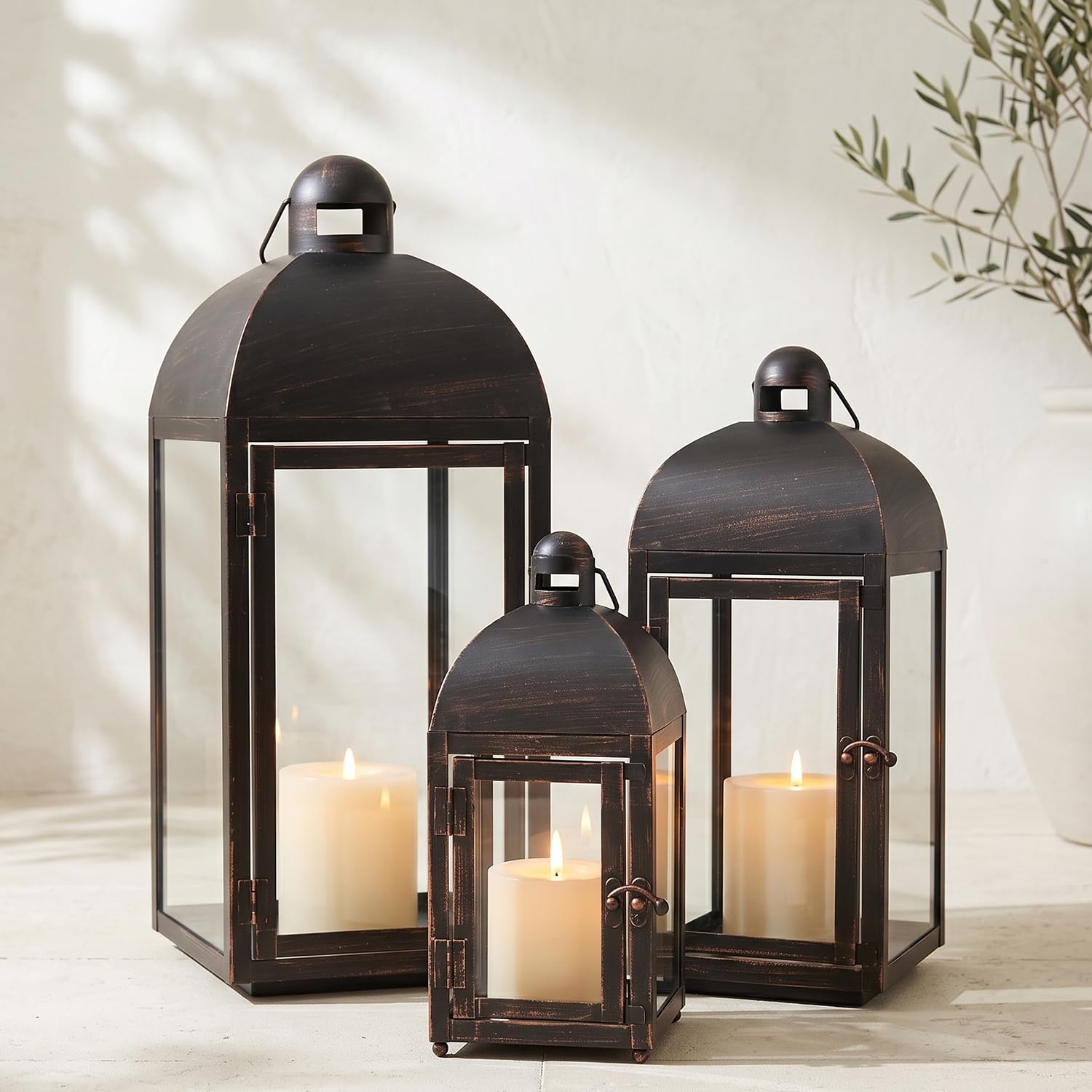 NEEDOMO Lanterns Decorative Outdoor & Indoor, Set of 3 Outdoor
