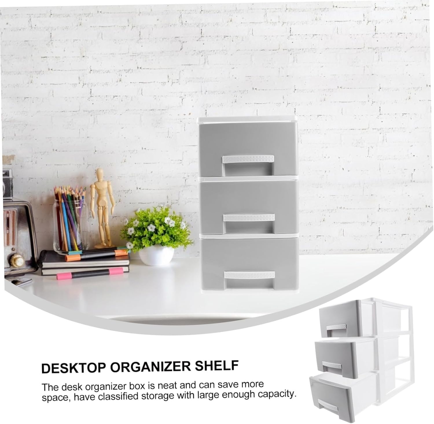 Plastic Desktop Storage Drawer Box Lightweight Desk Organizer with Large Capacity Plastic Storage Case for Office Bedroom Bathroom Accessories