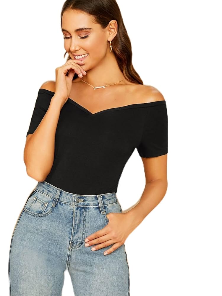 Off-the-Shoulder Form-Fitting Top Women's Summer Short