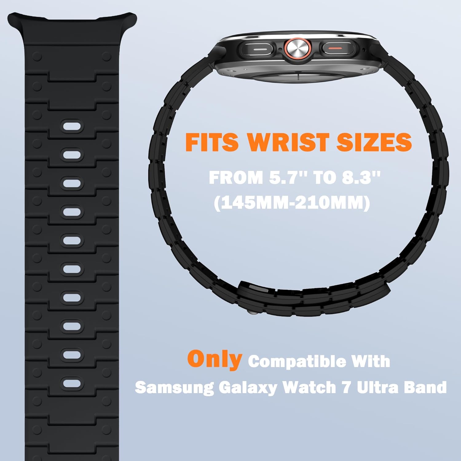 Bandletic Sport Magnetic Band Watchband Compatible with Samsung Galaxy Watch Ultra 47mm Band (2025/2024), Silicone Waterproof Strap Replacement Bands for Galaxy Watch Ultra for Men Women, Black - Image 2