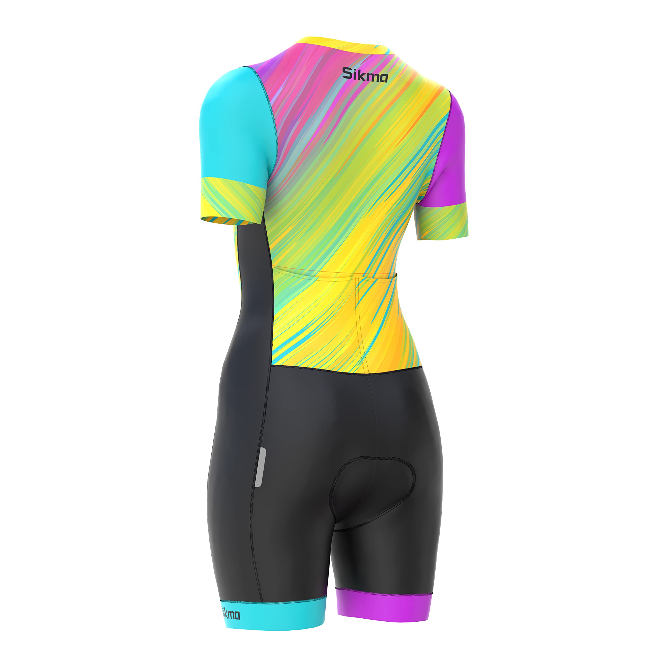 Ladies Cycling Skinsuit Women Padded One Piece Trisuit Bike Top Short Sublimated Design bib Short