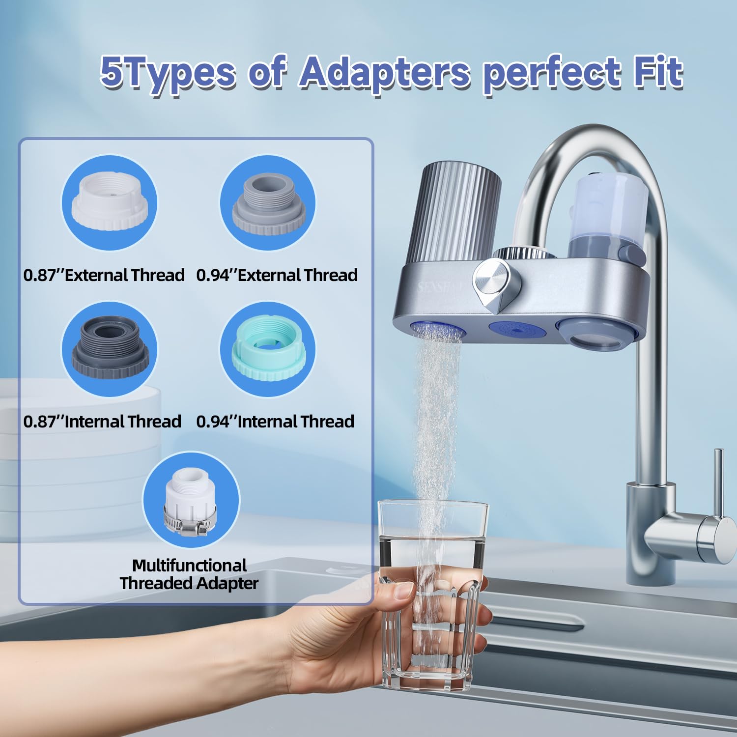 Water Filter for Sink Faucet with Cleaning Faucet,Quick Foaming Filters 0ut 98% of Impurities,Effectively Removes Chlorine and Odors for Kitchen and Bathroom Faucets（1 Filter）