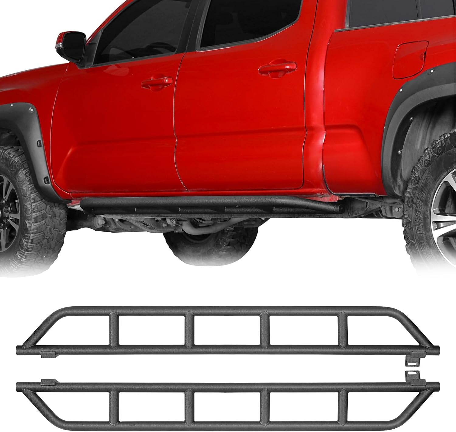 Hooke Road Tacoma Rock Sliders for 2005-2023 Toyota Tacoma Double Cab (Exclude TRD Off-Road, TRD Sport), Tube Rocker Guards Nerf Bars for Rock Crawling