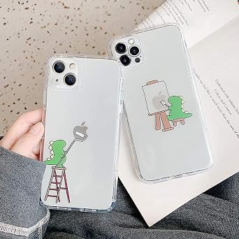 Guppy for iPhone 17 Funny Draw Dinosaur Case Cute Animals Embossed Pattern Flexible Soft TPU Rubber Slim Lightweight Cover Shock Absorption Protective Bumper Clear