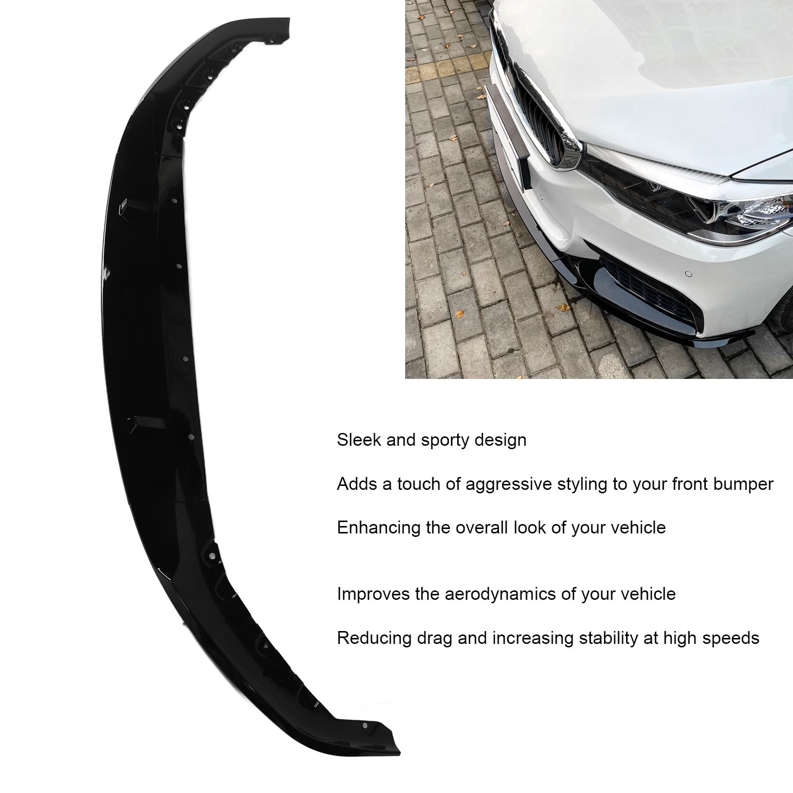 Yctze 3 szt. Rozdzielacz Przedniego Zderzaka dla Serii 5 G30 G31 M Sport Seria 5, Seria, G30, G31, M Sport, 2017, 2018, 2019, 2020, Warga Przedniego Zderzaka Sp (Jasna czerń)