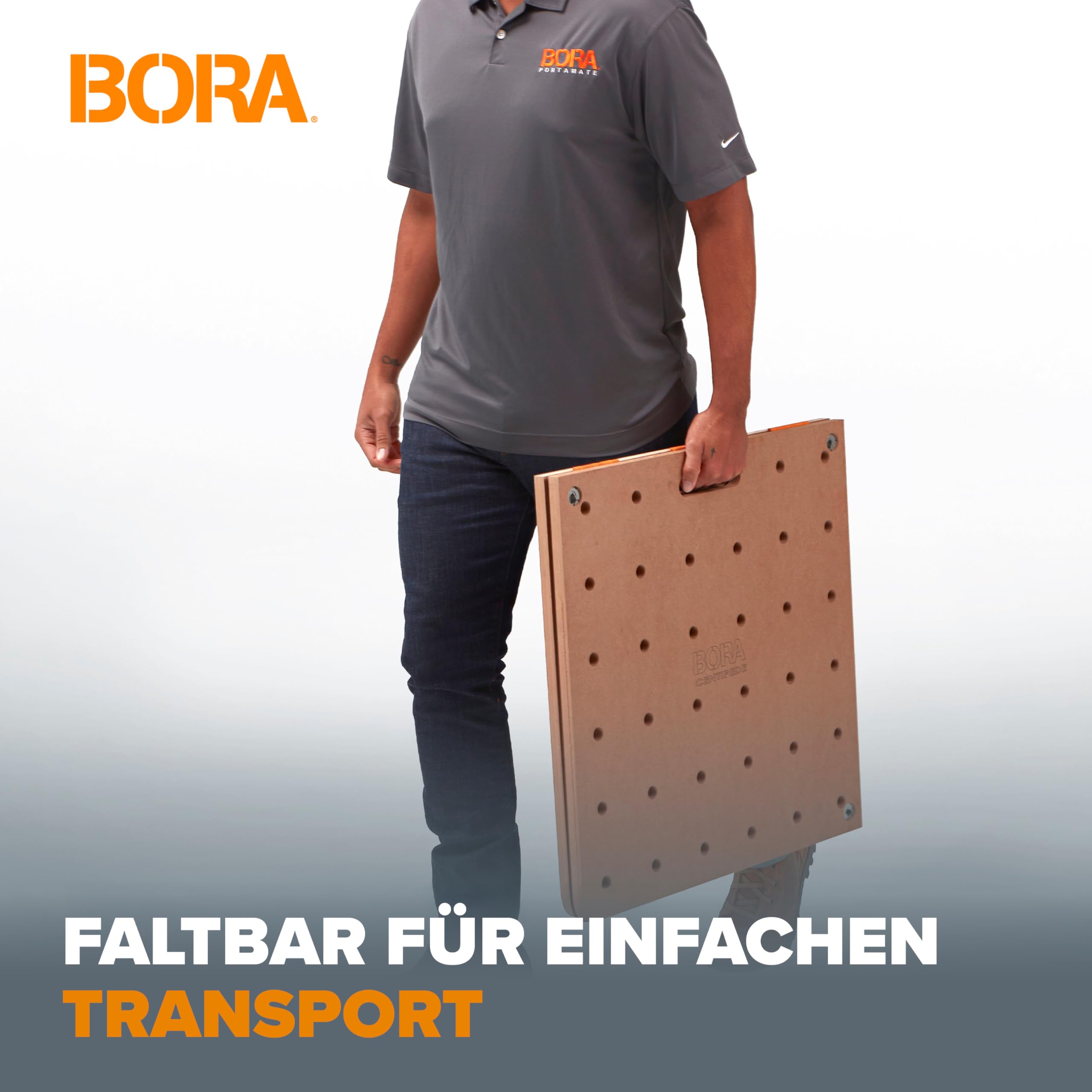Bora Centipede CK22TM Werkbank-Lochplatte 61x122 cm – bis 907 kg – 20mm Hundelöcher, klappbar, 6 Schnellverschlüsse