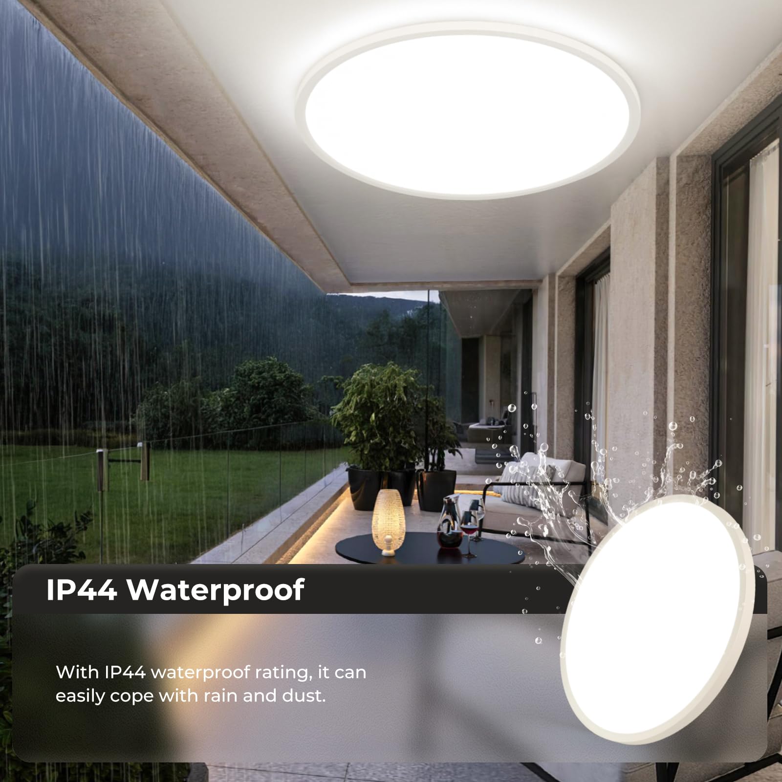 EASY EAGLE Plafon LED Techo, 50CM Superficie Panel Led 4000K, 52W Lámpara de Techo Moderna, Luz LED Techo Para Oficina Dormitorio Salon Cocina Comedor Balcón Baño, Redondo — view 6