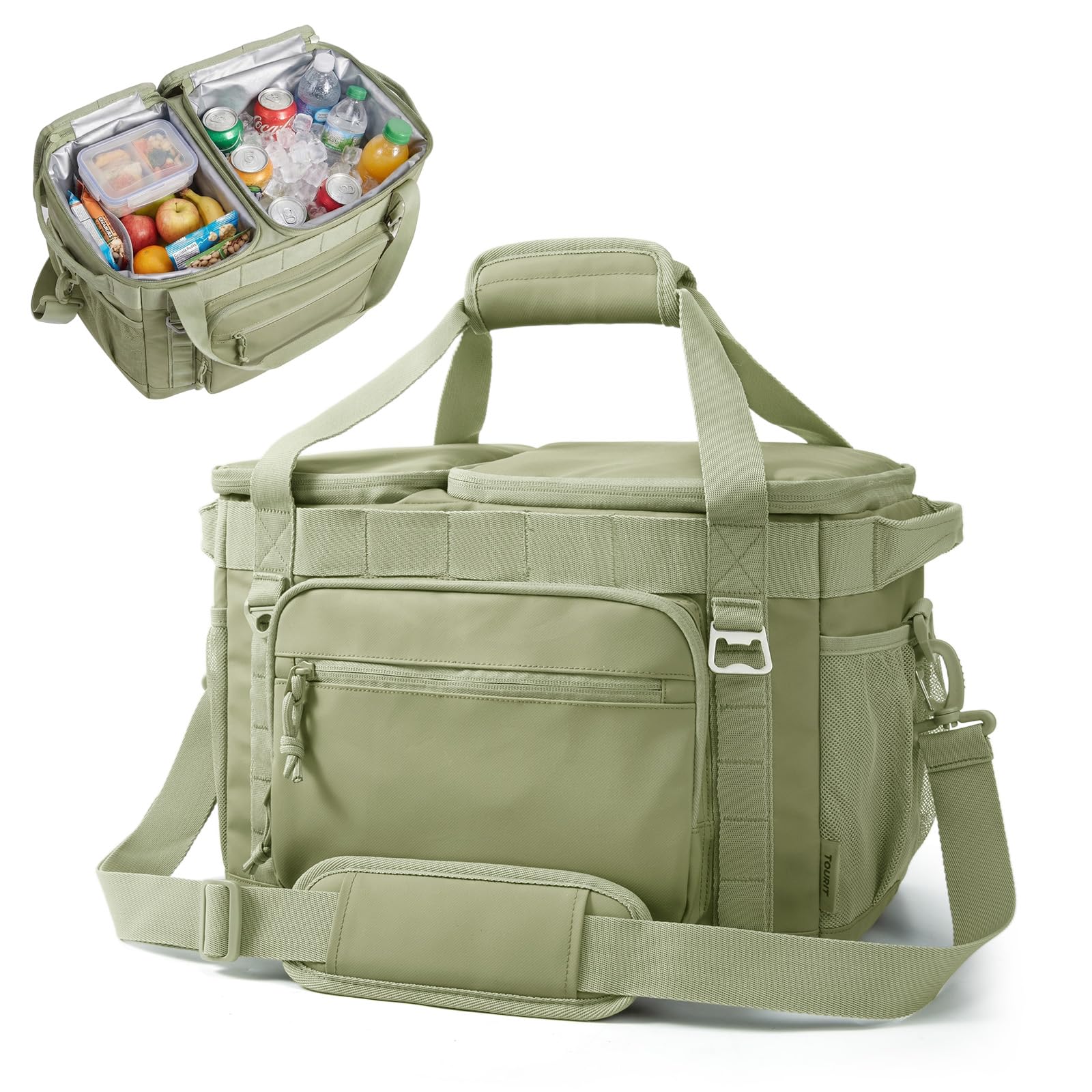 TOURIT 2-Zone Soft Cooler Bag 30/48Cans, Dry & Wet Insulated Beach Cooler, Lunch Bag, Leakproof Ice Chest for Camping, Picnic, Hiking, Travel