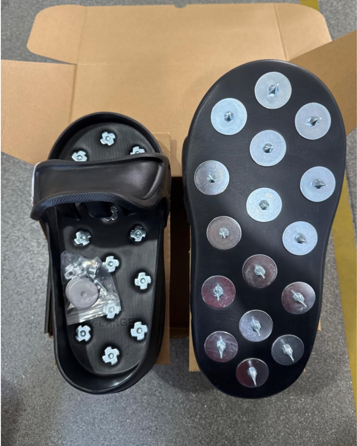 Sharp Spiked Shoes for Epoxy Flooring, Slip-On Anti-Slip Design for Epoxy Coatings, Safe Walking on Self Leveling Compounds, X-Large Size