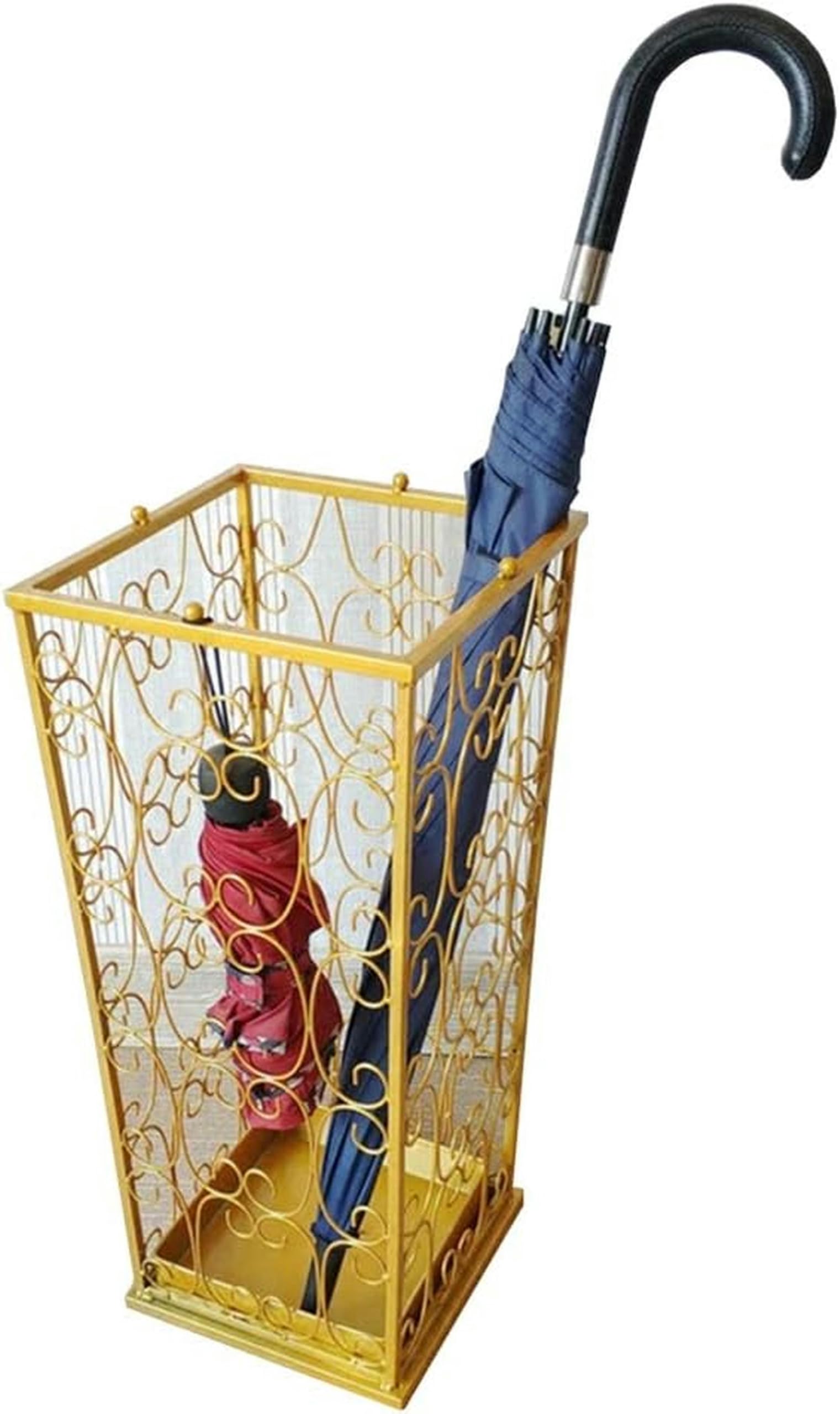 Porte-parapluies design en fer forgé avec bac amovible et collecteur d'eau