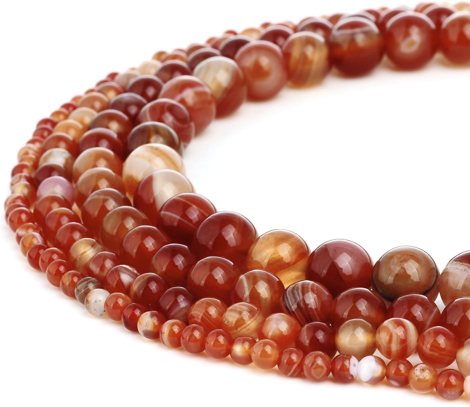 RUBYCARUBYCA Wholesale Natural Gemstone Round Loose Beads Crystal for DIY Jewelry Making 1 Strand 4 MM Red B-GEM-REDSTRAGATE-4MM-STR