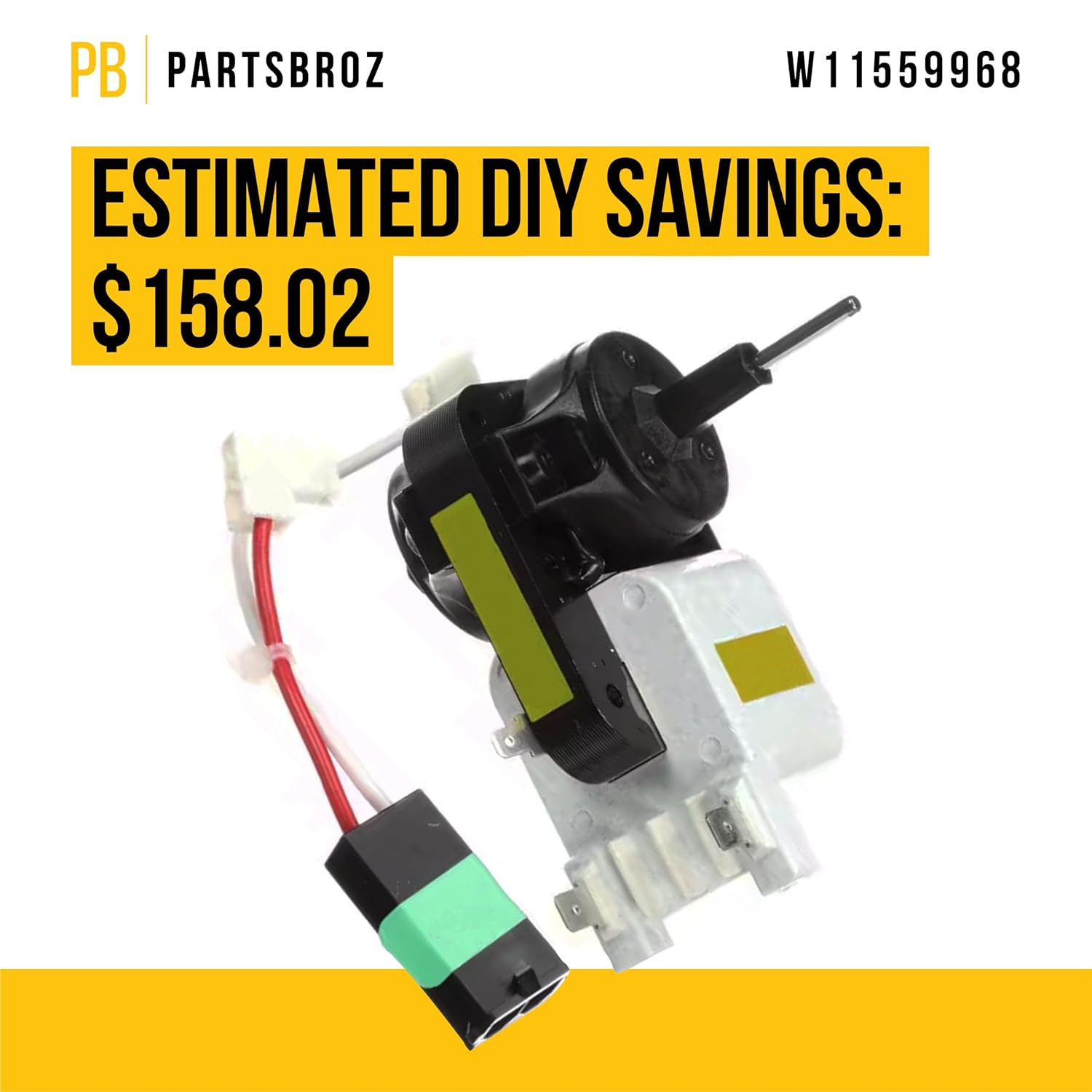 PartsBroz W11559968 Evaporator Fan Motor - Compatible with Whirlpool Estate KitchenAid Roper Refrigerator - Replaces AP7185560 W11515017 PS16730516 Ultra Durable Replacement