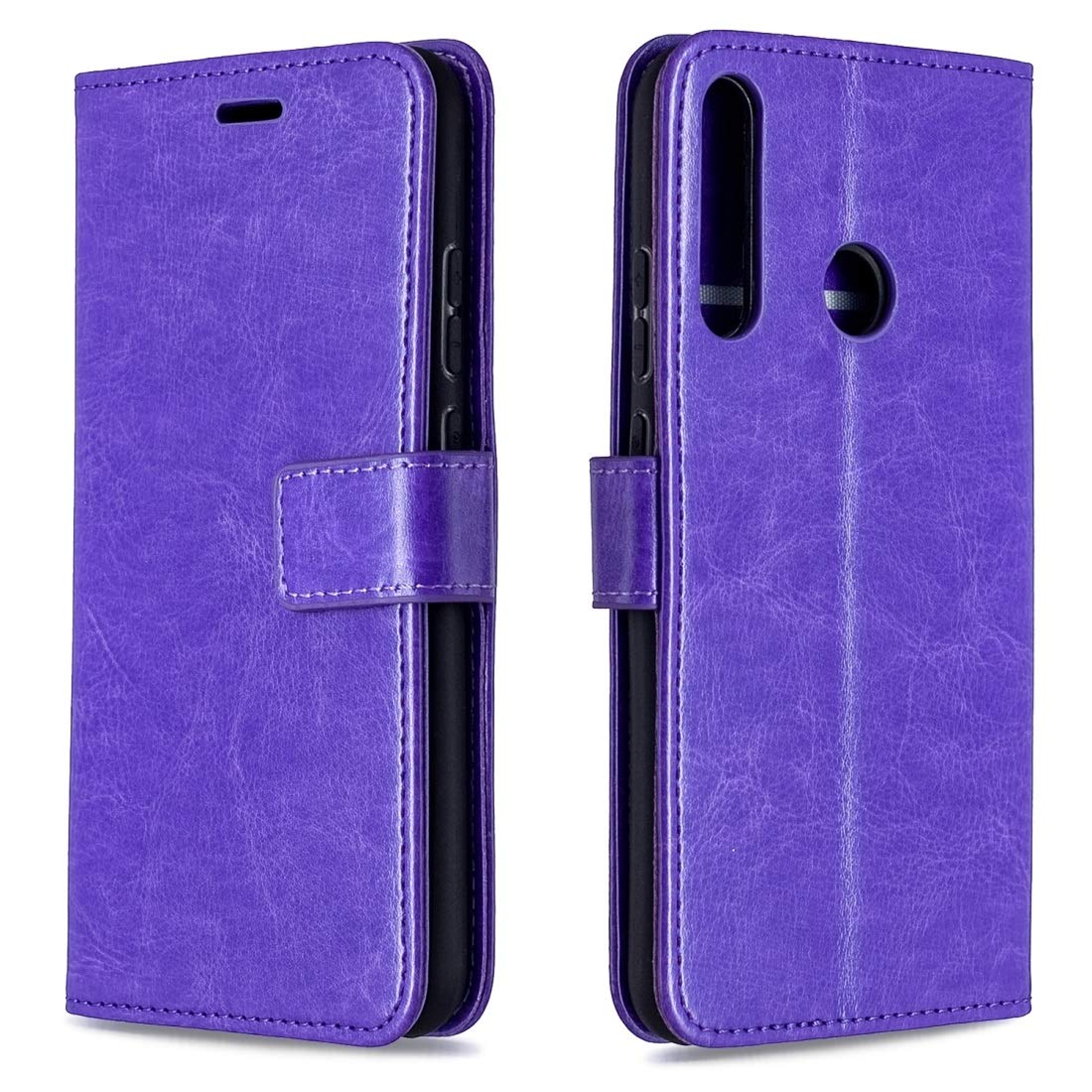QGT For Huawei P40 Lite E Crazy Horse Texture Horizontal Flip Leather Case with Holder & Card Slots & Wallet & Photo Frame(Black) (Color : Purple)