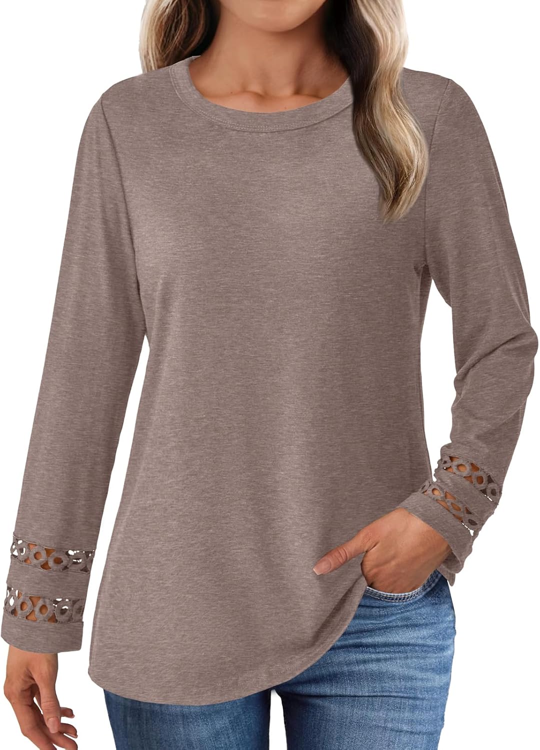 GKBK Womens Long Sleeve Tops Business Dressy Casual Blouses Crewneck Loose Fit T Shirts Cute Work Tee 2025 Fall Trendy Outfit