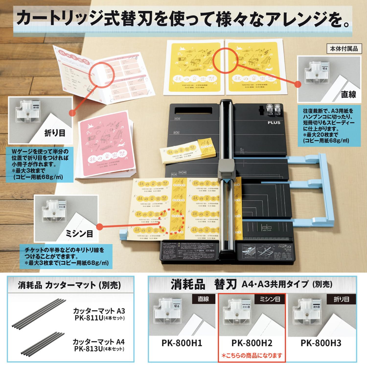 PLUS スライドカッター ハンブンコ PK-811＆替刃折り目＆替刃ミシン目 Amazon | プラス 替刃 ハンブンコ PK-811 / PK-813 専用 ミシン