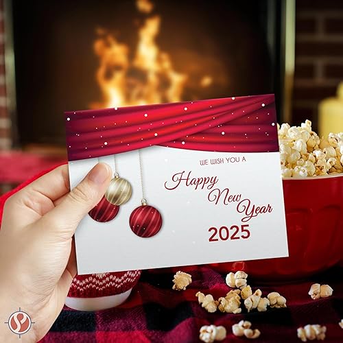 Miniatura 2 de Juego de tarjetas de feliz año nuevo 2024  Elegante bola roja para Navidad, Año Nuevo, saludos de vacaciones, invitaciones, anuncios,