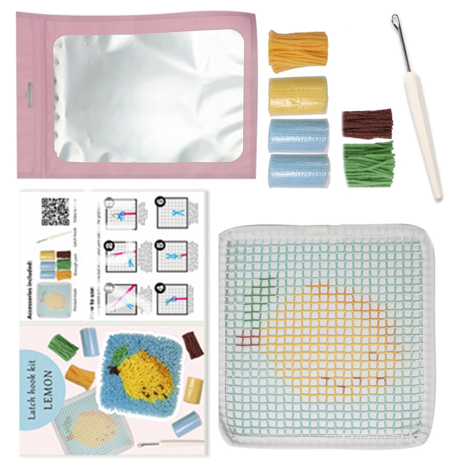 Qsvbeeqj Latched Hook Kits Coasters Knitting Kits Fruit Coasters Making Kits Latched Hook Coasters Kits For Starter Adults Children