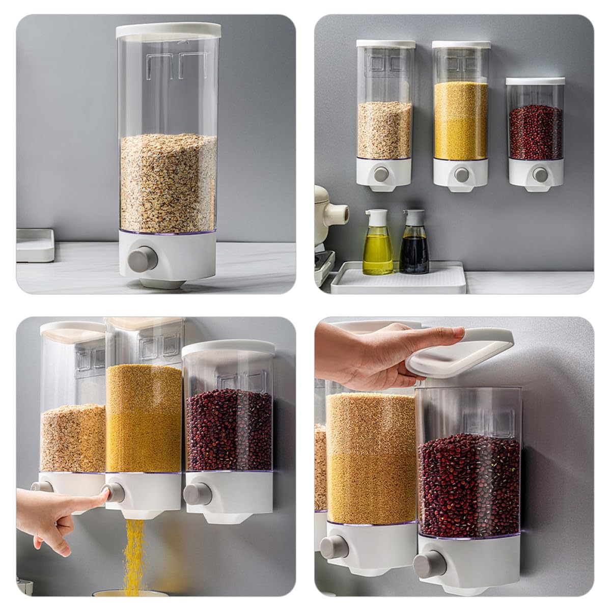 Healeved Botes de Almacenamiento de Cocina 2 Piezas Abs 1, 5l y 1l