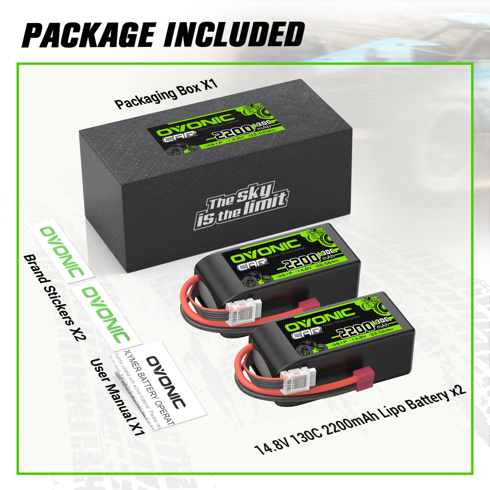 OVONIC 3S Lipo Akku 35C 2200mAh 11.1V Akku Kurzpack mit XT60 Anschluss für Flugzeughelikopter
