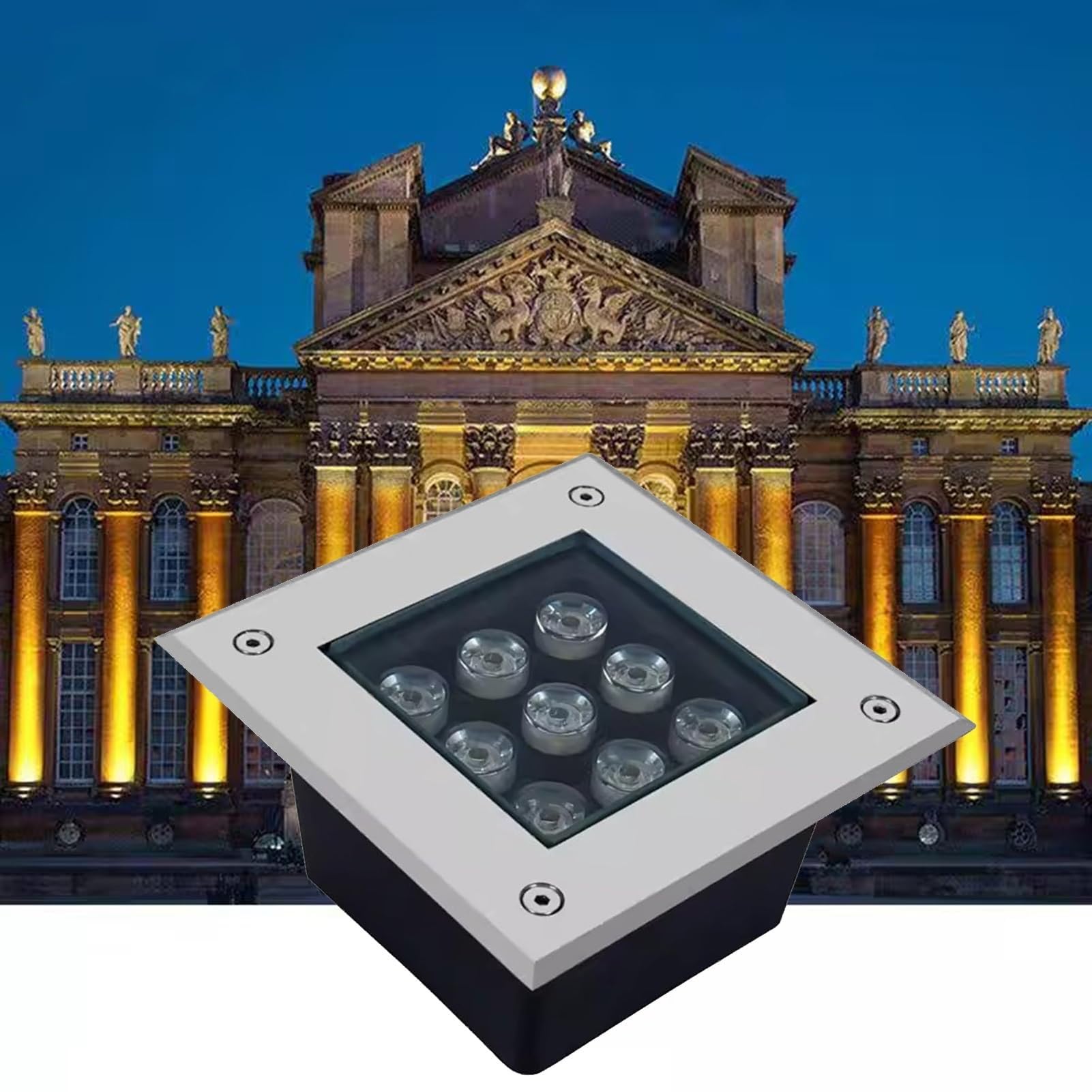 Spot LED encastré au sol carré IP66 12V éclairage extérieur de terrasse