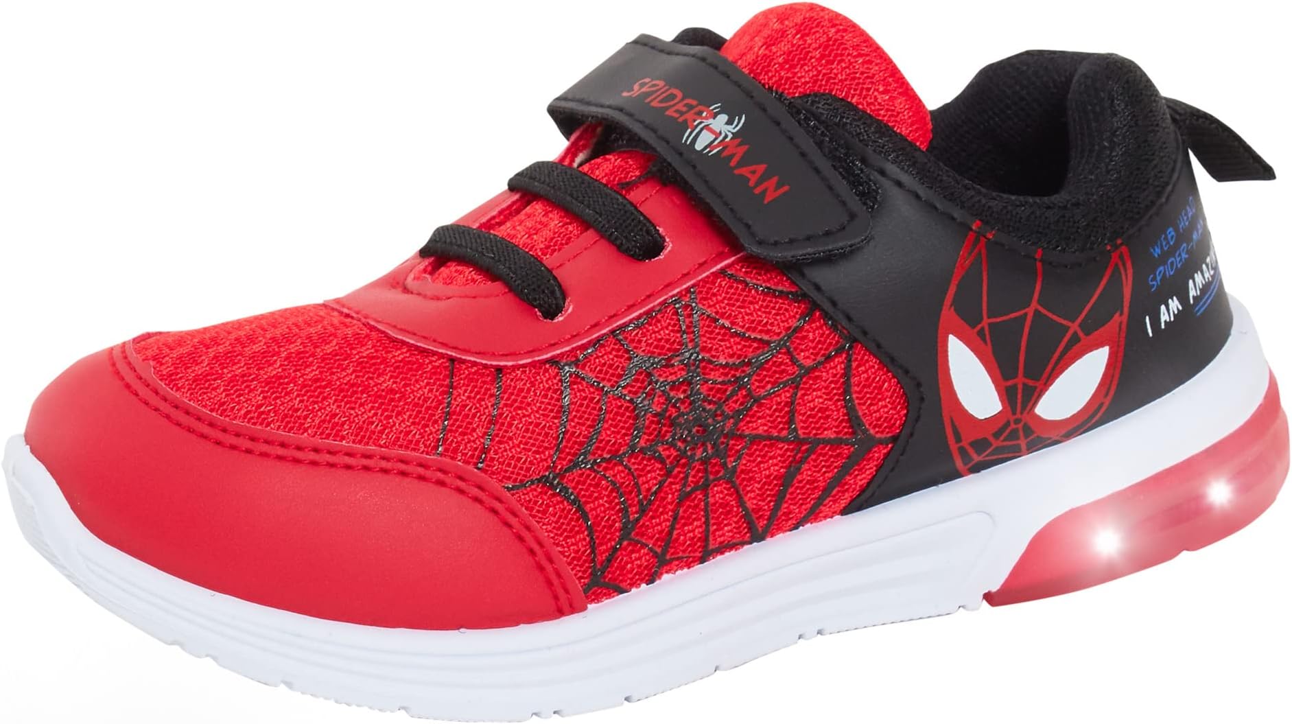 Boys Spiderman Light Up Trainers Kids Flashing Lights Running Sports Skater Shoes