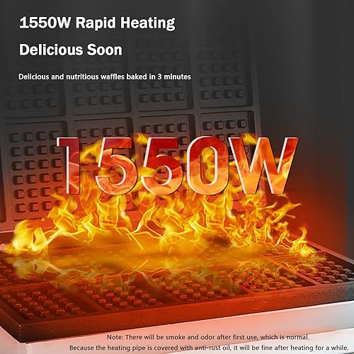 Miniatura 6 de Máquina de gofres belga eléctrica comercial de acero inoxidable antiadherente con control de temperatura y tiempo, adecuada para panaderías