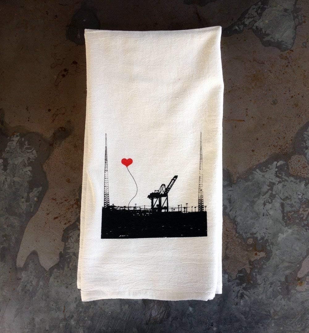 Oakland Shipping Crane Floursack Tea Towel