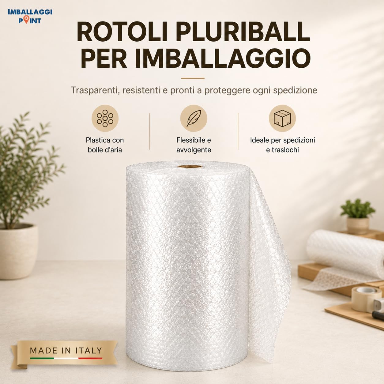 Pluriball 100 metri x 50 cm Set da 1pz Imballaggi Point