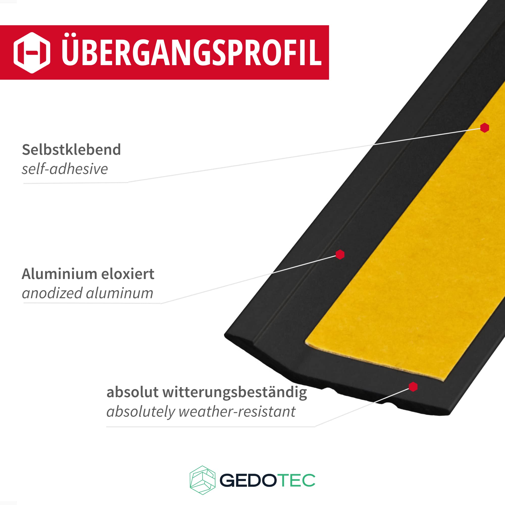 Gedotec Aluminium overgangsprofiel, geperforeerd, eindprofiel, vloerlijst, hoogte compensatieprofiel, overgangsrails om vast te schroeven, zilver geanodiseerd, afdekstrip 200 cm, 1 stuks