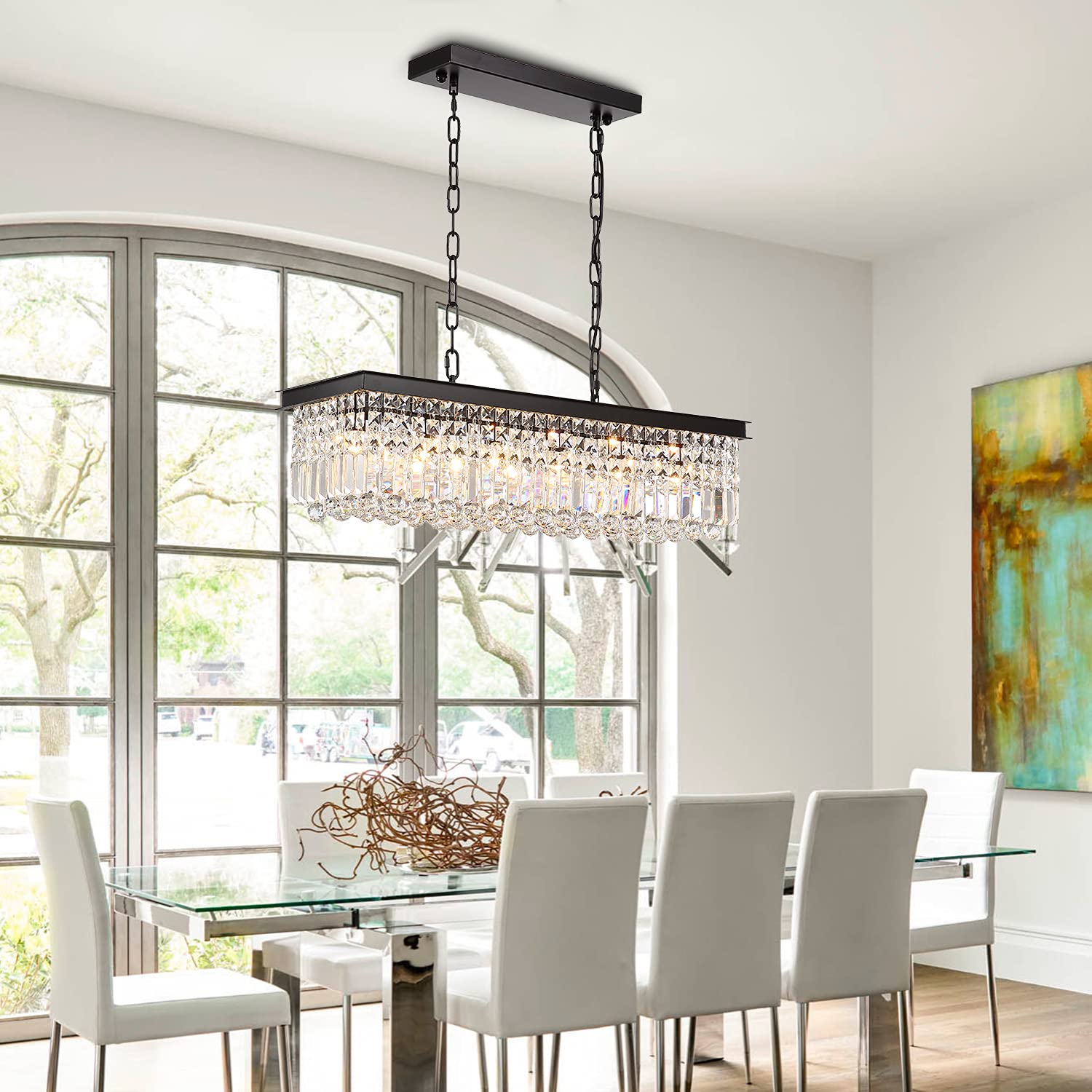 TOCHIC Black and Gold Crystal Chandeliers, Farmhouse Chandelier for TOCHIC Black and Gold Crystal Chandeliers, Farmhouse Chandelier for