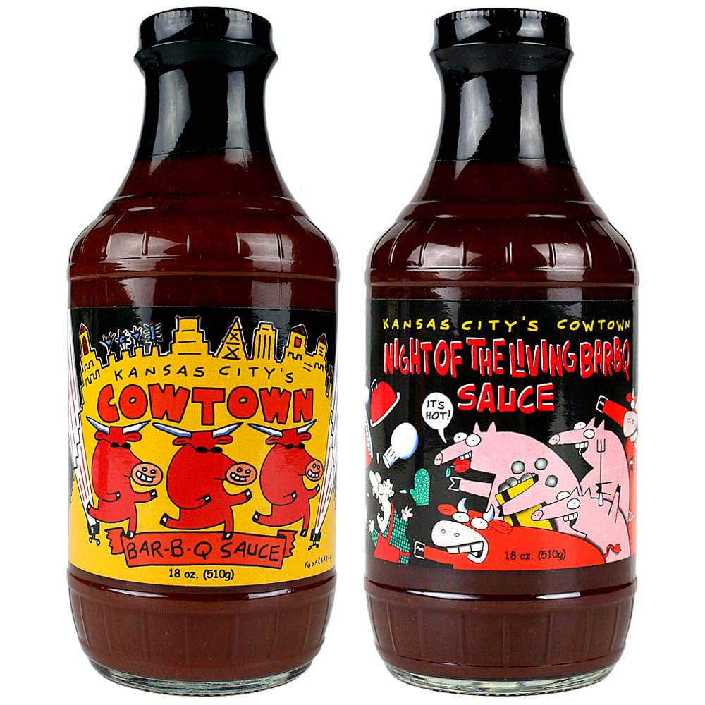Cowtown 2 Pack BBQ Sauces Original 18 Oz & Night of the Living Bar-B-Q Hot 18 Oz