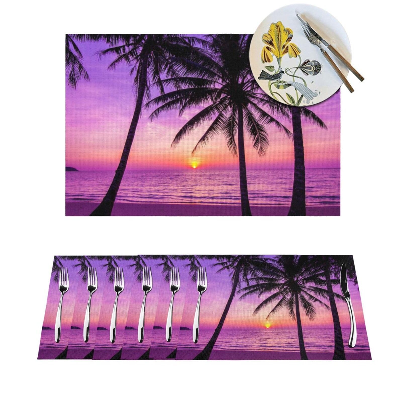 Sets de table tissés silhouette de palmier, chic et durable