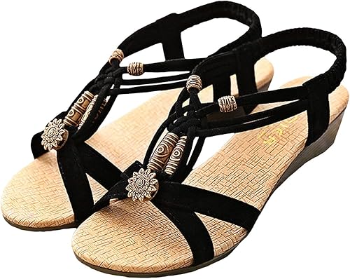 Amazon.co.jp: AMARISE Women's Bohemian Ankle Strap Sandals, Easy to