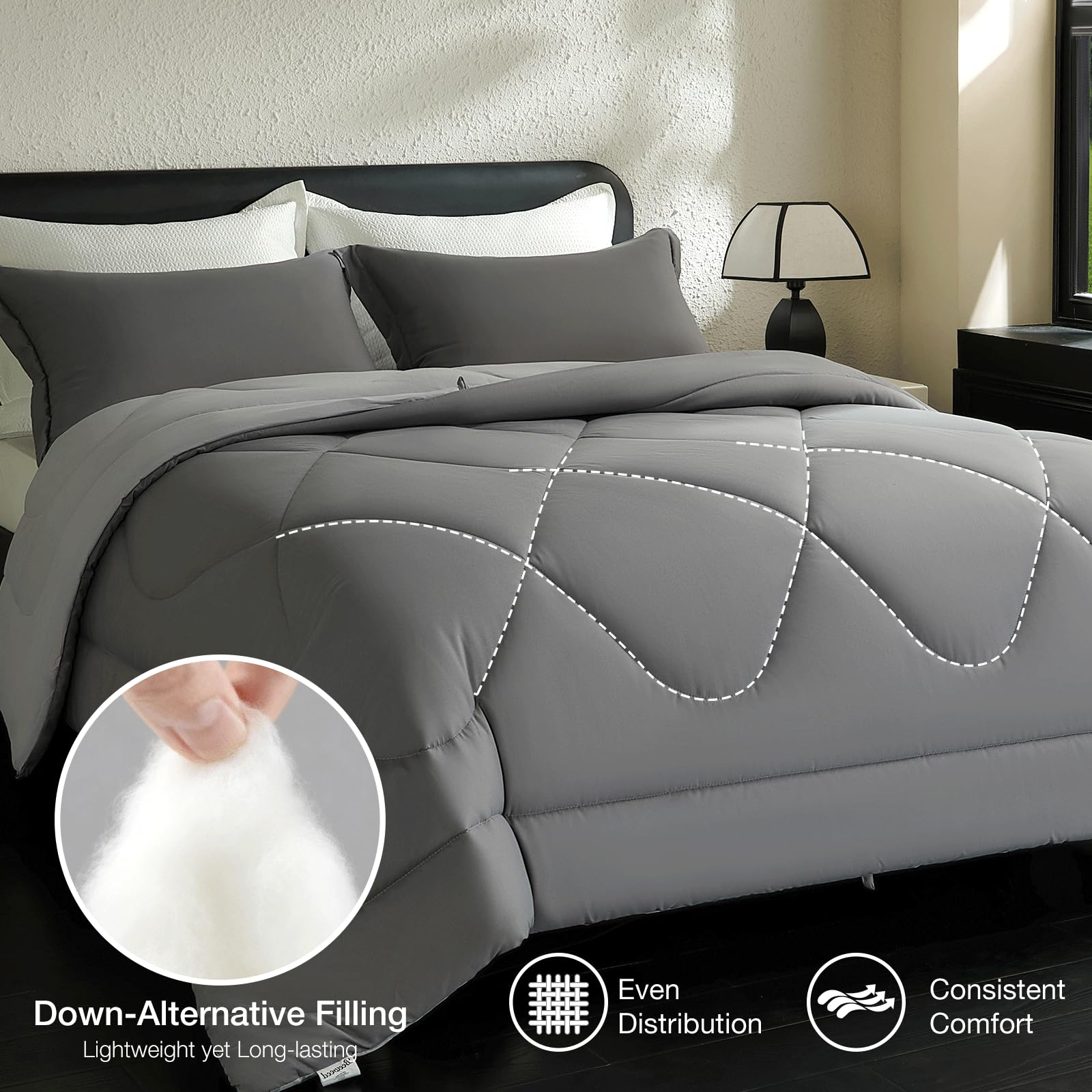 beeweed Bettdecke 135x200 Ganzjahresdecke Wende-Steppdecke Oeko-TEX Zertifiziert 300GSM 4 Jahreszeiten Bettdecken Duvet 135x200cm Weiche Mikrofaser Schlafdecke mit Kissenbezüge