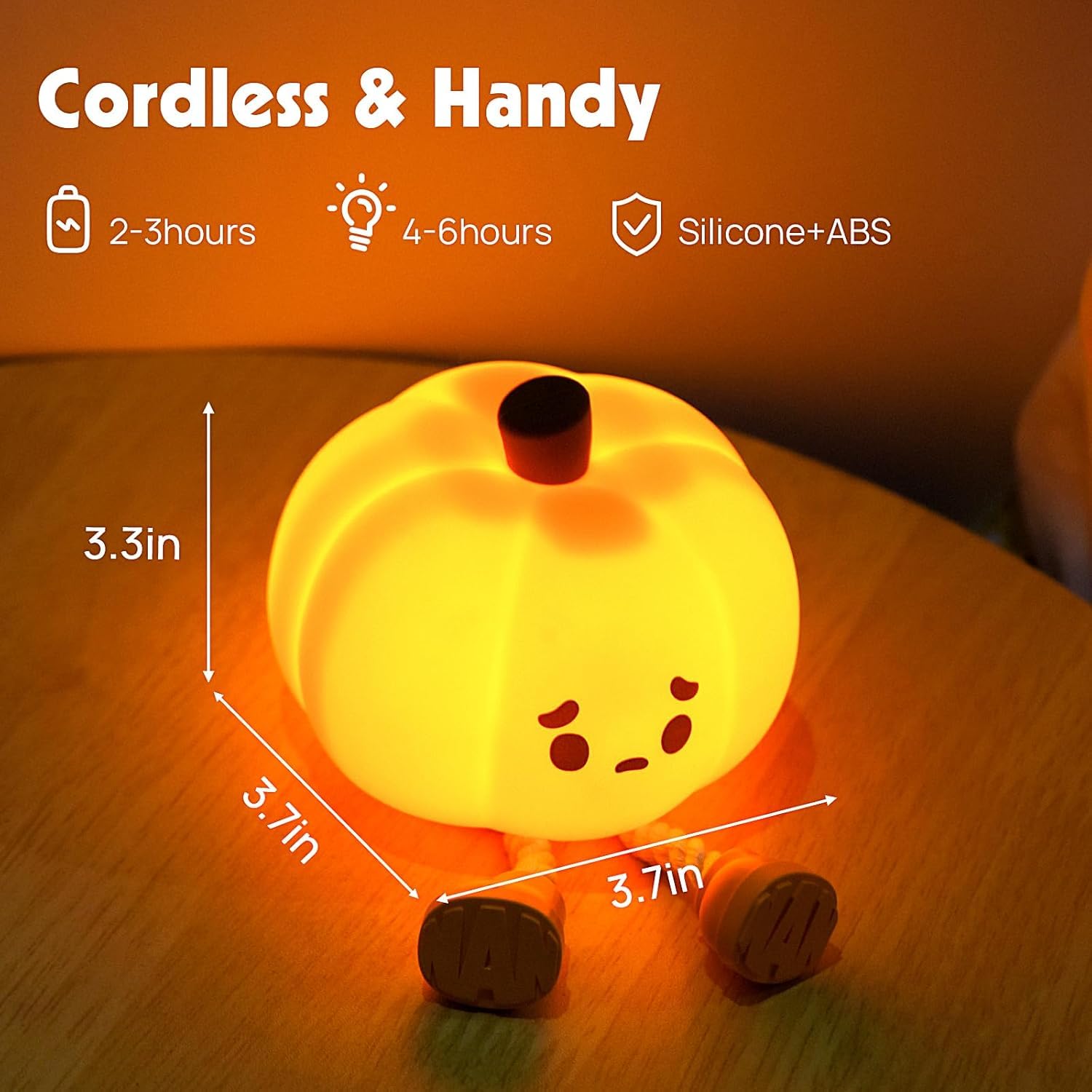 ATCTBOGFS Pumpkin Night Light, Cute LED Lamp, Silicone Dimmable Nursery Nightlight for Kids, Silicone Rechargeable Bedside Touch Lamp, Funny Office Desk and Halloween Decor for Woman and Kids