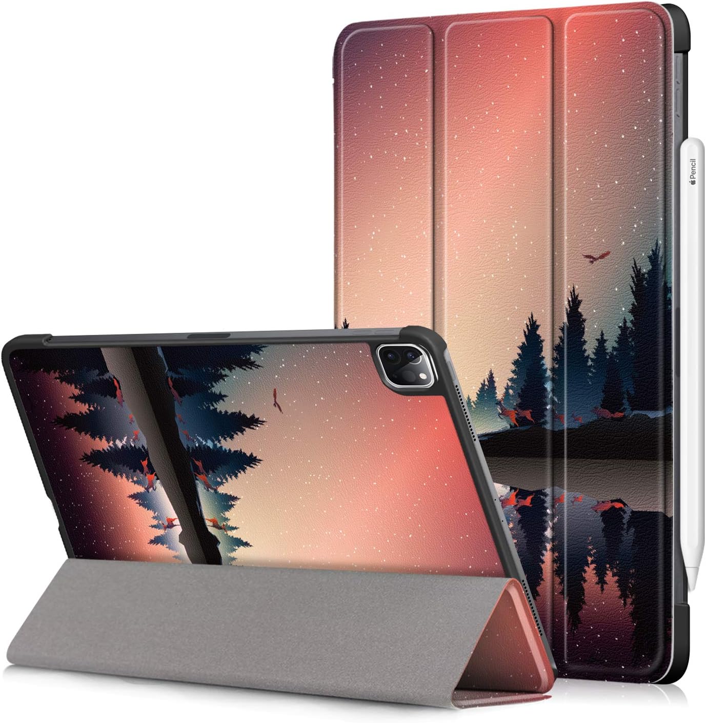 Case for iPad Pro 11 2021 (3rd/2nd Gen), Slim Lightweight Case with Auto Sleep/Wake Trifold Stand Cover Case (Support Pencil Charging) for Apple iPad Pro 11 Inch 2021/2020 (Forest Dusk)